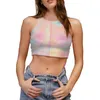 Women's Tanks Sexy Infrared Round Neck Sleeveless Girl Vest Y2K 3D Print Tank Tops Female Crop Bare Shoulder Woman Clothing