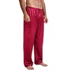 Herrenhose Männer Seiden Satin Pyjamas Freizeit locker locker atmungsaktiv bequem Pyjama Simuliertes Eis Home Nachtwäschehosen Hosen