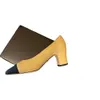 Walking Blocking Style Heels, Thick Heel Single Women's Light Mouth Dual Color Small Fragrant Shoes, Classic High Heels