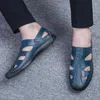 Casual Shoes Summer Men Sandals Leisure Beach High Quality Genuine Leather Fashion Men's Hollow Out Luxury Designer