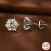 Stud Earrings COSFIX 1/2CT Screw Threw S925 Sterling Silver Moissanite Women's Fashion Round Six-claw