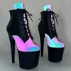 Dance Shoes Leecabe 20CM/8inch Reflective Material PU With Matte Upper Platform Ankle Boots Sexy Exotic Pole
