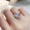 Cluster Rings Princess Cut 6ct Simulated Cz Ring 925 Sterling Silver Promise Engagement Wedding Band For Women Party Jewelry