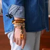 Strand Natural Yak Bone Multi-Treasure Bouddha Beads Bracelet Men et Femme 108 pièces