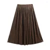 Skirts Chic Velvet Pleated Skirt Women's Autumn Korean Version High Waist Slim Covering