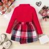 Set di abbigliamento per bambini piccoli abiti natalizi abiti a maniche lunghe maglietta camicia per maglione in flanella in flanella set di vestiti per vacanze invernali