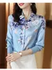 Fanieces S-4XL Luxury Floral Print Shirts Women Long Sleeve Button Chiffon Top Ladies V-Neck Blouse Blusas Mujer 6673 240419