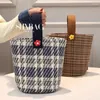 Depolama çantaları Sıradan ve çok yönlü moda damalı tuval öğle yemeği kutusu çantası el taşıyan PU malzeme yüksek değerli aşınmaya dayanıklı