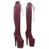 Dance Shoes Fashion Women 20CM/8inches Suede Upper Plating Platform Sexy High Heels Thigh Boots Pole 169-3