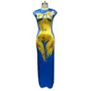 カジュアルドレス2024スタイルの女性のファッションラウンドネックヒューマン3Dバックイブニングドレスから印刷