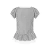 Women's Tanks Camis Xingqing Woman Lace Tshirts y2k Aesthetic Fairycore Short Slve Plaid Shirt Womens Puff Slve Button Vest Summer Top Mujer Y240420