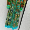 ミラノ滑走路ドレス2024新しい春夏ラペルネック長袖プリントファッションデザイナードレスブランド同じスタイルドレス0421-6
