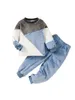 Clothing Sets Baby Boy Winter Clothes Set Warm Fleece Color Block Pullover Sweatshirt And Pants - Adorable 2-Piece Toddler Fall Outfit