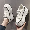 Scarpe casual fujin da 8 cm donne stabili ad alta piattaforma femminile vulcanizzare mucca vera in pelle vera elabo