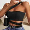 Women's Tanks Camis Sexy Off Shoulder Diagonal Collar Cut knit Tank Top Women Slveless Crop Tops Casual Cropped Vest Camisole Tube Top Female Y240420