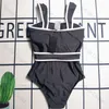 C 섹시한 패션 일체형 럭셔리 여성 비키니 원피스 여성 해변 수영복 벨트 편지 삼각형 수영복