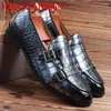 Chaussures habillées 2024 Luxury Mens Classic Crocodile Match Modre Moine Moine Backle Boucche Point Toe Party Party pour hommes