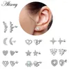 Boucles d'oreilles ALISOUY 2pcs CZ Zirconia Opal Star Moon Heart Cross Areille inoxydable Oreille d'oreille boucle tragus cartilage Men des femmes