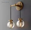 Vägglampa pärla dubbel sconce modern retro led kristall krom svart mässingslampor lyster vardagsrum sovrum studie inomhusbelysning