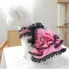 Dog Apparel Easy To Put On Pet Dress Multi-layer Elegant Lace Bow Princess For Small Medium Dogs Soft Plaid Weddings