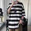 T-shirts voor heren mannen en vrouwen Summer Strt gestreept T-shirt met zachte stof college-stijl kortglede T-shirt oversized heren T-shirt Y240420