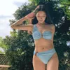 Nuevo estilo traje de baño sólido color bikini sexy bikini trajes de bikini de tres puntos