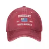 Ball Caps Unisexe Adulte Uruguay Uruguayan drapeau charbon lavé Denim Cap de baseball Men Classic Vintage Cotton Dad Trucker