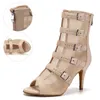 Танцевальная туфли SWDZM Girls Latin Women Modern Salsa Hight Top Sandals Ladies Fashion Sexy High Heb Silk Satin Boots