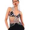 Sexy exagéré carré cristal dames poitrine de chaîne de mammaire de bijoux personnalité multicouche bikini corpore de carrosserie corporel accessoires 240415