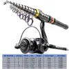 Fishing Rod and Reel Set Carbon Telescopic Fishing Rod Pole1.8-3.6m with Metal Spool Spinning Reel Sea Saltwater Freshwater Kits 240415