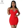 Abiti casual vazn designer di lusso giovane dolce club sexy svuotatore senza spalline in stile senza maniche donne ad alta vita abito a matita magro