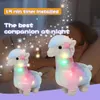 Tgtoys acende o arco -íris llama de pelúcia para crianças brinquedo de pelúcia alpaca com luz noturna para meninas bebês crianças 12 240419