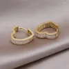 Hoop Earrings South Korea Design Fashion Jewelry 14K Gold Plated Simple Zircon Love Elegant Women's Daily Work Accessories