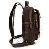 Mochila Crazy Horse Horse Leather Mens Saco de peito ombro único 2 Use VINTAGE VINTAGE VIAGEM MAIL DAYPACK BROWN