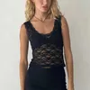 Women's Tanks Camis Xingqing Women Lace Top Sexy Party Vest S Through Hollow Out V Neck Slveless Mesh T Shirt y2k Aesthetic Clothing Strtwear Y240420