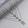 Anhänger Halsketten Neue Mehrschichtkristall -Drachen Herz Metallkette Halskette Set für Frauen Silber Farbe Porträt Twisted Kette Halsketten Schmuck Y240420