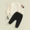 Ensembles de vêtements pour bébé fille de Noël tenue renne Santa Claus à manches longues pantalon top pantal