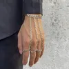 Łańcuch punk geometryczny łańcuch Bransoletka dla kobiet mężczyzn Silver Color Połączony palcem palec Regulowany pierścień klub bioder biżuterii prezent Y240420