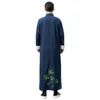 Ethnic Clothing Men's Chinese Tang Suit Cheongsam Style Male Gown Traditional Long Cotton Linen Embroidered Bamboo Pattern Robe