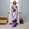 Urban Sexy Dresses 2024 Summer New Womens Dress Casual Flower Print Sexy Long Dress Lady Chic Strap Sleeveless Slim Fit Female Party Club Vestidos Y240420