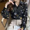 Women's Blouses Women Clothing Spring Autumn Trendy Print Harajuku Y2K Shirt Sexy Sheer Long Sleeve Chiffon Blouse Casual Loose Tops Chic