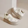 Casual Shoes 2024 Spring Thick Sole Genuine Leather Inner Heightening Little White Women's Moral Training