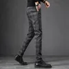 2024 Spring Autumn England Plaid Work Pantals Stretch Men Business Fashion Slim Grey Blue Casual Pant Male Brand Brand Tableau 38 240420