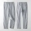Men's Pants Mens Casual Premium Linen Loose Fit Straight-Legs Elastic Drawstring Waist Summer Beach Yoga Long