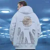 Hoodies masculinos soltos da lua de maré