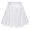 Skirts Womens Fashion Mmuticolor Metallic Skater Skirt 2024 New Sparkly Shiny Flared Pleated A Line Mini Skort High Waist Party Skirt Y240420