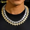 Shining Fine Jewelry 925 Silver Heart Shape Moissanite Cuban Chain Custom Hip Hop Mossanite Link