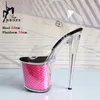 Sandales Colorful Fish Scale Pole Dancing Chaussures Open Toe Crystal Plateforme High Heels Sexy 17cm 20cm Femme Party Stripper