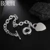 Chain Hot New Silver Color Bracelets For Women Hanging Simple Heart Card Chain Wedding Party Lady Gifts Fashion Jewelry Y240420