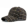 Wool Check Baseball Cap Truckers Hat Outdoor Winter Structured Plaid Checked Print for Men Women Keep Warm Thick Windproof 240323